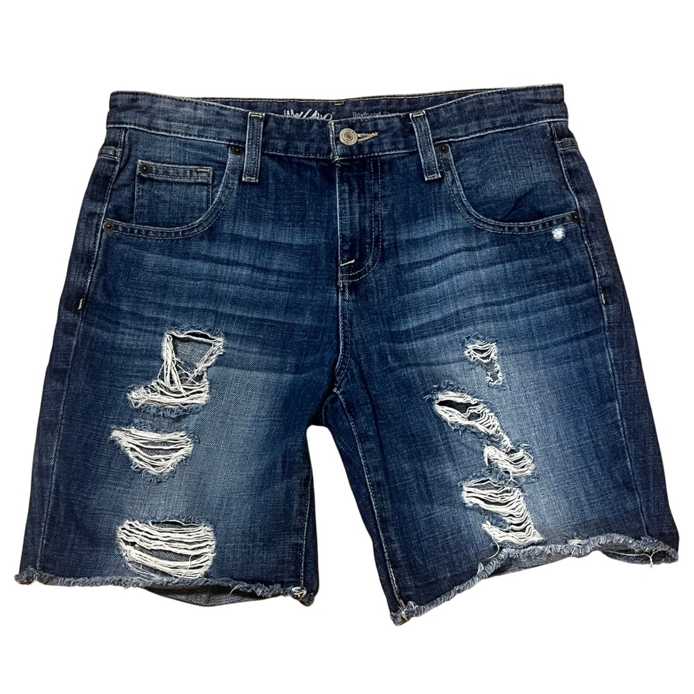 Mossimo Denim Womens Boyfriend Shorts 2/26 Distressed Raw Hem Boho Ripped Grunge